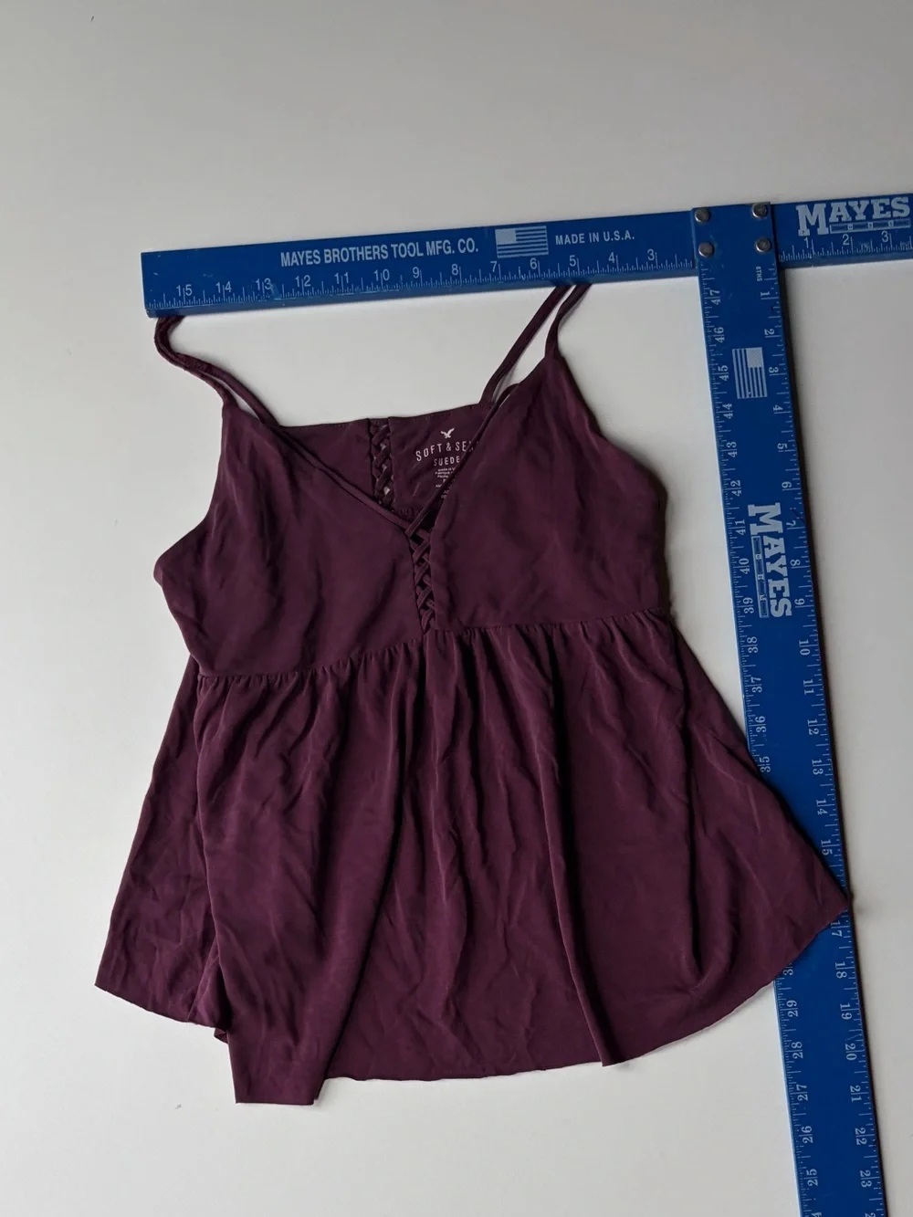 American Eagle Deep Plum Lace-Trim Spaghetti Strap Camisole